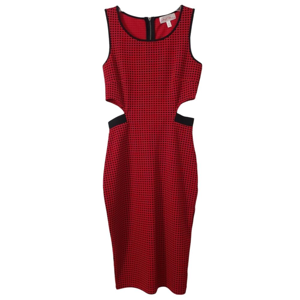 Marilyn Monroe Brand Junior's Red Black Checkerboard Dress Body Con Long Size S